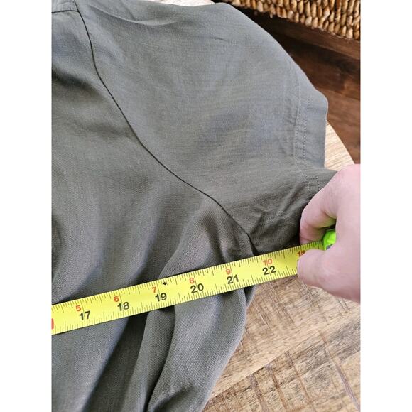 Lands' End Indigo Tencel Fiber Midi Dress Women's 1X Army Green Preppy Safari - Picture 4 of 9